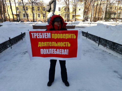 Митингующие просят проверить деятельность Михаила Похлебаева Митингующие просят проверить деятельность Михаила Похлебаева
